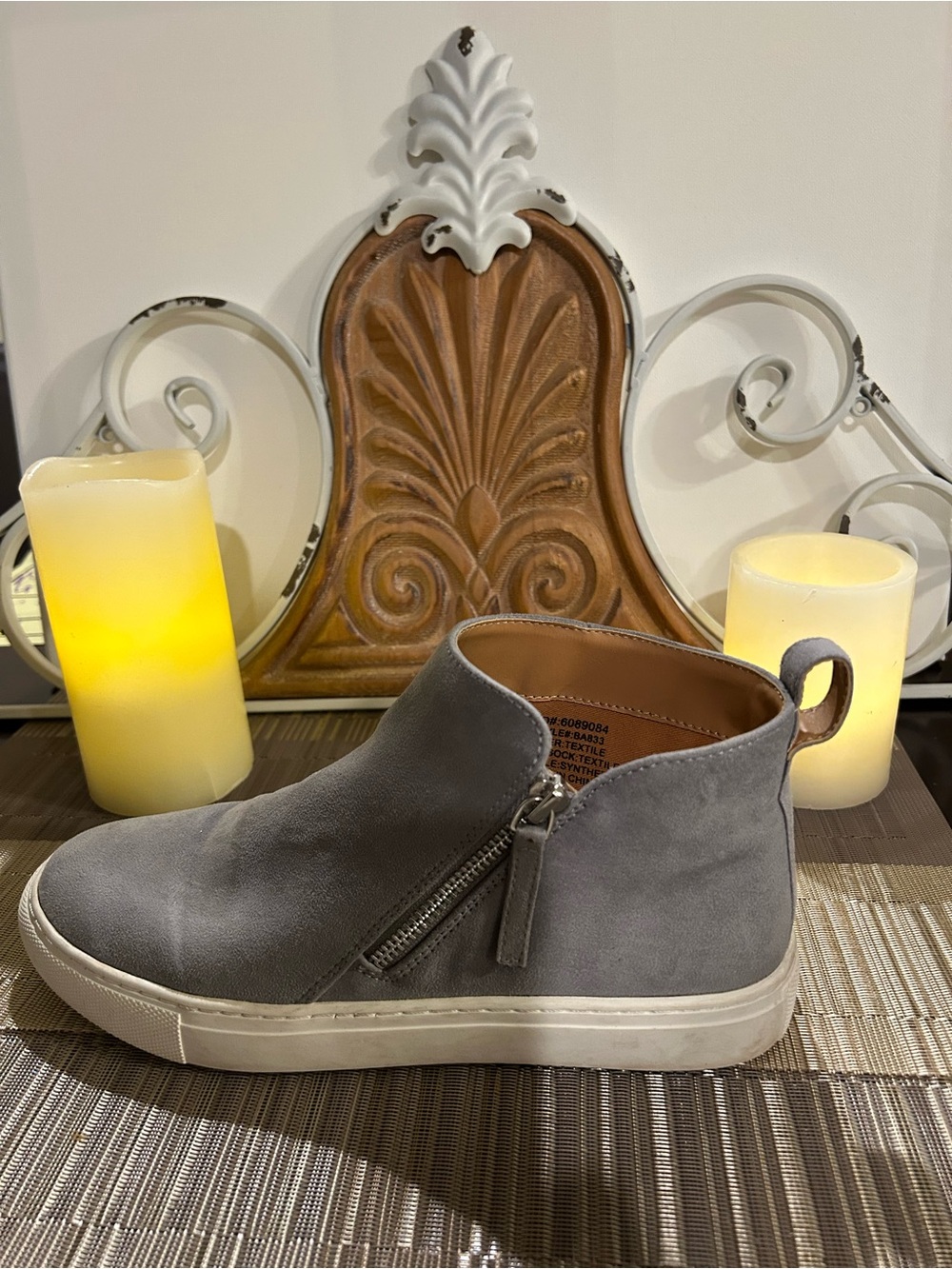 Men's Casual Gray Suede Zip-Detail Sneaker Boot